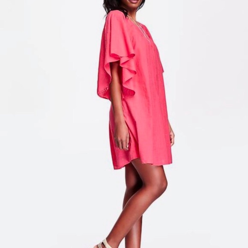 Guava Pink Flutter Sleeve Dress